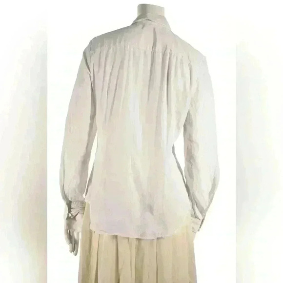 1990s ESCADA SPORT White Silk Cotton Floral Embroidered  Victorian Blouse M - Picture 3 of 7